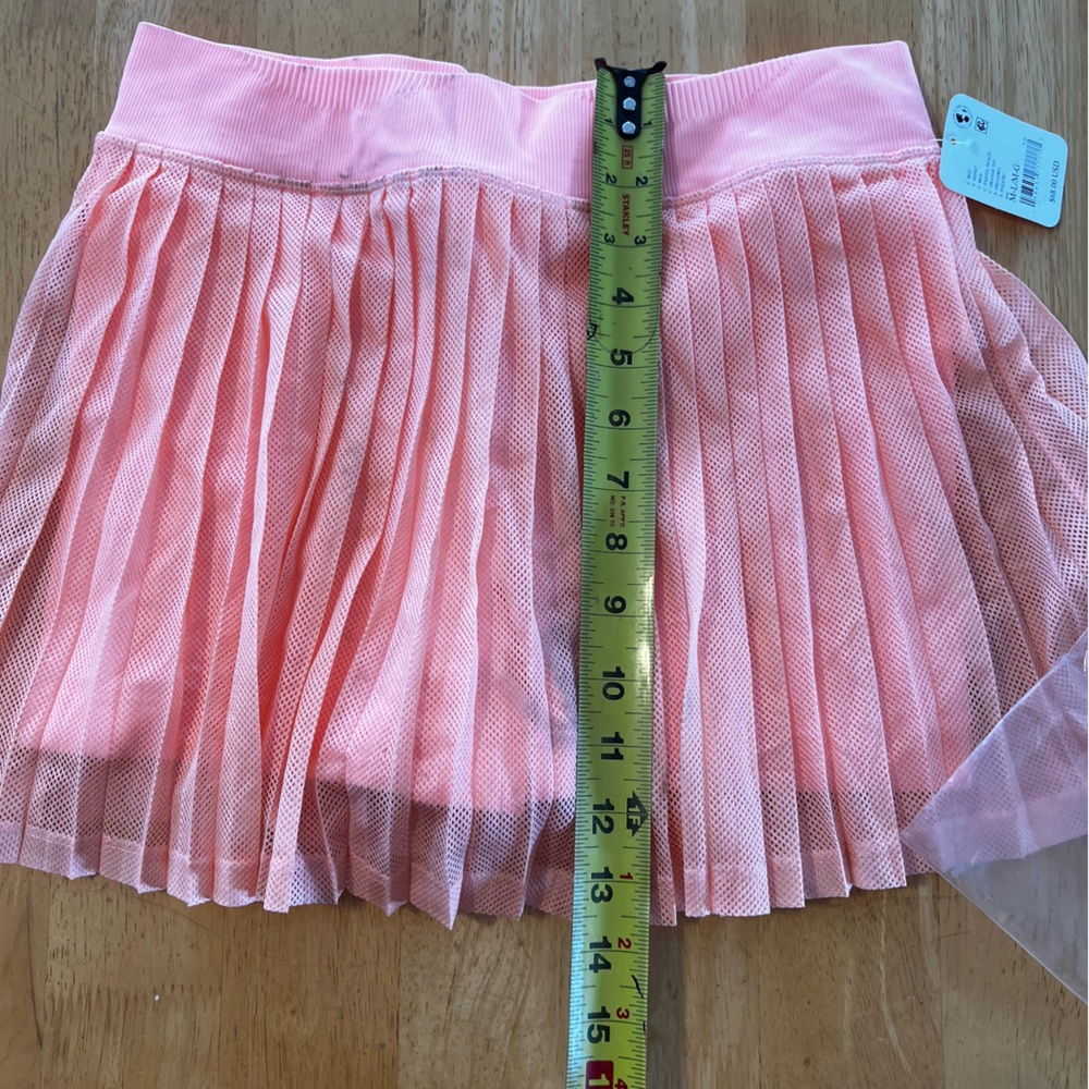 Free People Spring Rally Ruffle Coral Pleated Mini Skirt - Picture 7 of 9